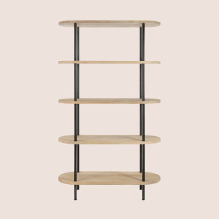 Bibliothèque en bois de manguier et en métal 5 tablettes SALI - HELLIN