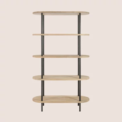 Bibliothèque en bois de manguier et en métal 5 tablettes SALI - HELLIN