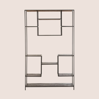 Bibliothèque déstructuré industrielle en bois et métal PHUKET - HELLIN