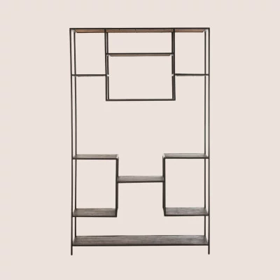 Bibliothèque déstructuré industrielle en bois et métal PHUKET - HELLIN