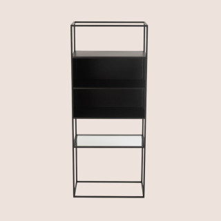 Bibliothèque en métal noir et verre 4 étagères LUCE - HELLIN