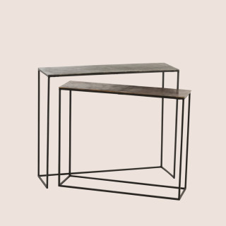 Set de 2 consoles rectangulaires en métal orange rouille/noir L100 BIJAGOS - HELLIN