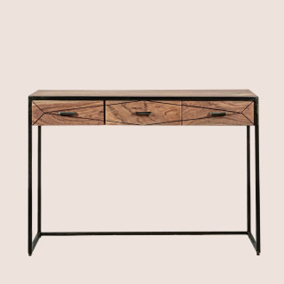 Console en bois d'acacia et structure en métal 3 tiroirs ELEANOR - HELLIN