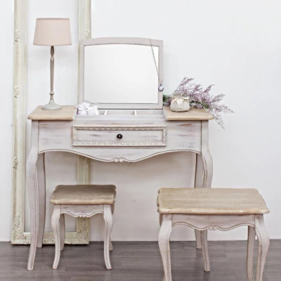 Console coiffeuse en bois avec miroir et rangements GARANCE - HELLIN