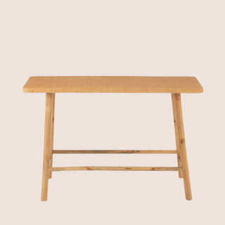 Console rectangulaire en pin et rotin naturel LAOS - HELLIN