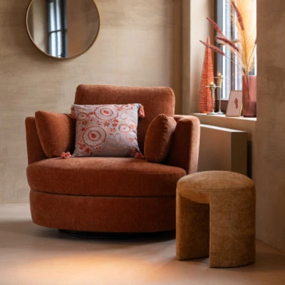 Fauteuil pivotant à 360° en velours texturé ANGEL - HELLIN