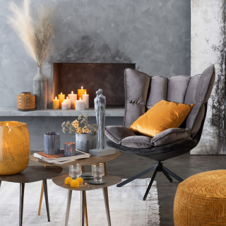 Fauteuil moderne relax en tissu gris et métal FENIX - HELLIN