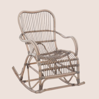 Rocking chair en rotin gris CARMELIE - HELLIN