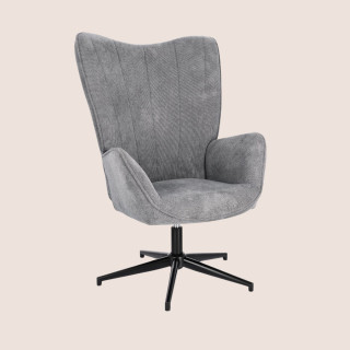 Fauteuil de salon pivotant en tissu à accoudoirs dossier haut - HELLIN