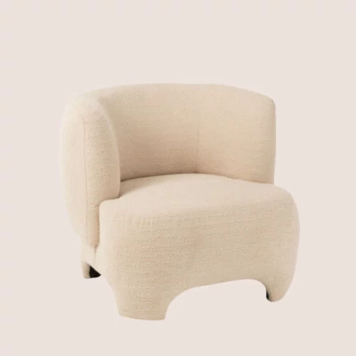 Fauteuil en tissu bouclette blanc - EDELWEISS Hellin