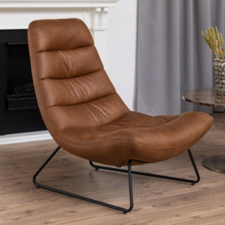 Fauteuil lounge en simili cognac WESTON - HELLIN