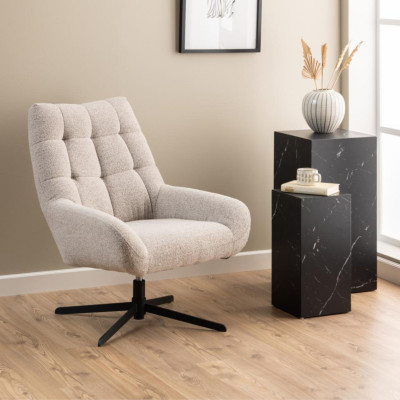 Fauteuil lounge pivotant en tissu bouclette BERLIN - HELLIN