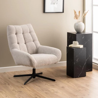 Fauteuil lounge pivotant en tissu bouclette BERLIN - HELLIN