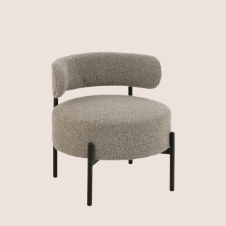Fauteuil lounge en métal noir et bouclette GERDA - HELLIN