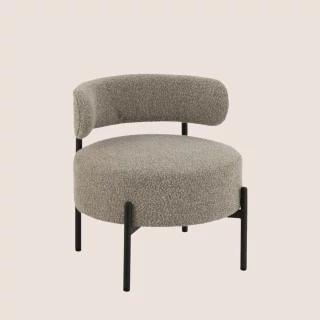 Fauteuil lounge en métal noir et bouclette GERDA - HELLIN