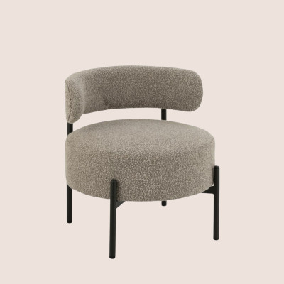 Fauteuil lounge en métal noir et bouclette GERDA - HELLIN