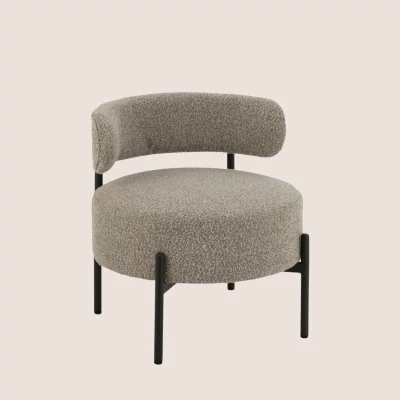 Fauteuil lounge en métal noir et bouclette GERDA - HELLIN