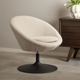 Fauteuil rond organique pivotant en tissu beige NAEL - HELLIN
