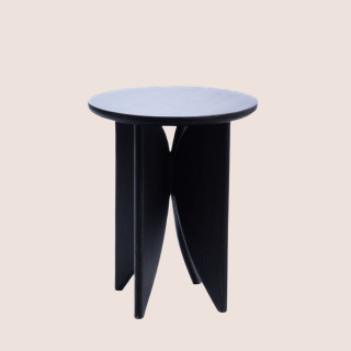 Bout de canapé rond en manguier noir patiné D46 -HELLIN