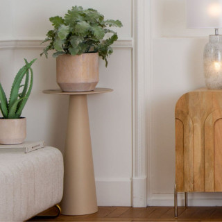 Sellette ronde en céramique et pied central beige D40 CAMILLE - HELLIN