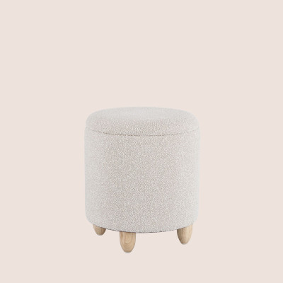 Tabouret pouf avec rangement en tissu bouclé D36 -HELLIN