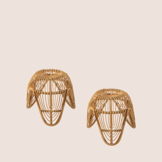 Tabouret rond en rotin naturel (lot de 2) - HELLIN
