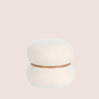 Pouf forme cylindrique blanc en tissu bouclé hauteur 40cm  STRATUS - HELLIN