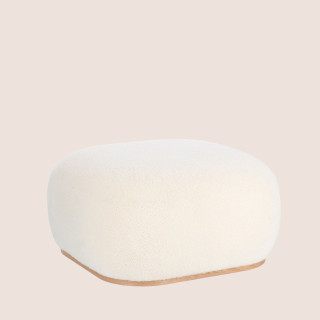 Pouf carré bouclette blanc ivoire L68 STRATUS - HELLIN