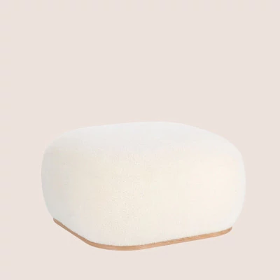 Pouf carré bouclette blanc ivoire L68 STRATUS - HELLIN