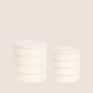 Pouf contemporain rond en tissu bouclette (set de 2) KARENINE - HELLIN