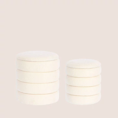 Pouf contemporain rond en tissu bouclette (set de 2) KARENINE - HELLIN