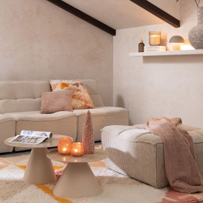 Pouf rectangulaire lounge en velours côtelé LORENZO - HELLIN