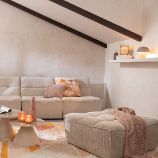 Pouf rectangulaire lounge en velours côtelé LORENZO - HELLIN