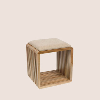 Tabouret 1 place matelassé en teck recyclé MILAN - HELLIN