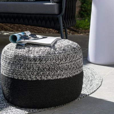 Pouf rond intérieur extérieur D50 chiné/uni PAROS - HELLIN