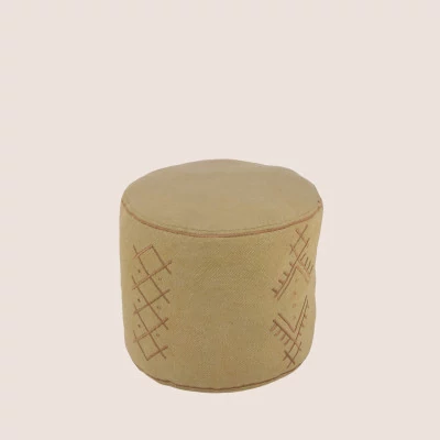 Pouf rond aux motifs brodés en coton BERBERE - HELLIN