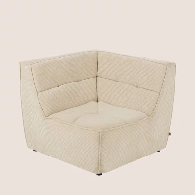 Fauteuil chauffeuse d'angle lounge en velours côtelé LORENZO - HELLIN