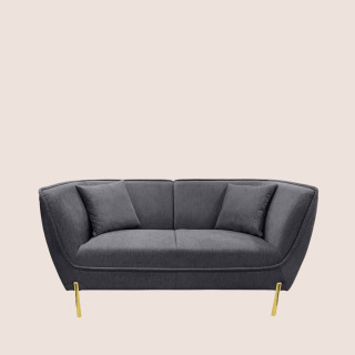 Canapé 2 places tissu gris et piétement doré DIJON - HELLIN