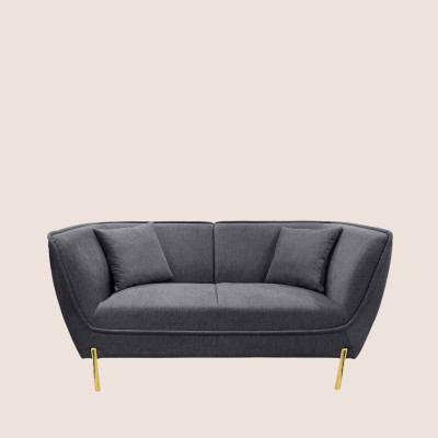 Canapé 2 places tissu gris et piétement doré DIJON - HELLIN