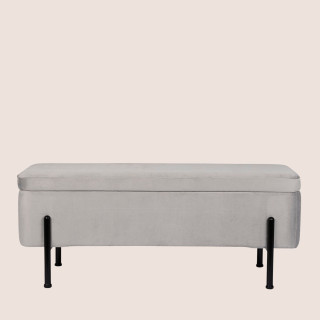 Banc coffre 2 places en velours et piétement noir NINA - HELLIN