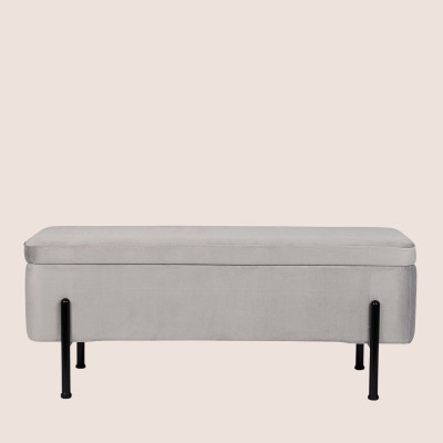 Banc coffre 2 places en velours et piétement noir NINA - HELLIN