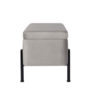 Banc coffre 2 places en velours et piétement noir NINA - HELLIN