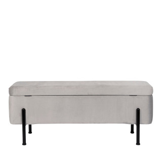 Banc coffre 2 places en velours et piétement noir NINA - HELLIN