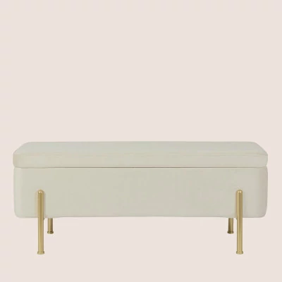 Banc coffre 2 places en velours et piétement or NINA - HELLIN