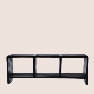 Banc d'entrée en teck recyclé 3 niches MILAN - HELLIN