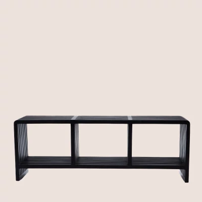 Banc d'entrée en teck recyclé 3 niches MILAN - HELLIN