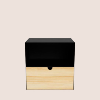 Chevet suspendu cube en métal et bambou 1 tiroir 1 niche JANIE - HELLIN