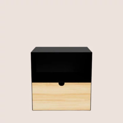 Chevet suspendu cube en métal et bambou 1 tiroir 1 niche JANIE - HELLIN