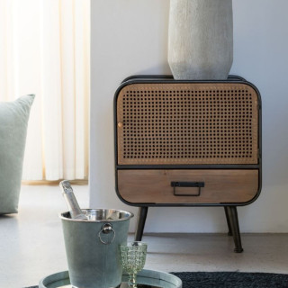 Table de nuit industriel en métal 1 porte et 1 tiroir DETROIT - HELLIN