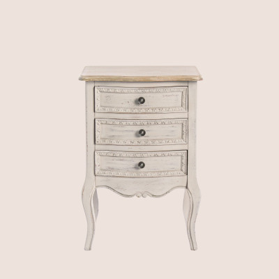 Table de nuit 3 tiroirs en bois - HELLIN